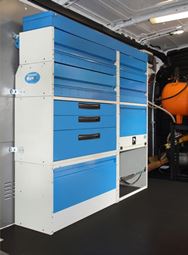 02_Drawers and shelves in a Transit racking system for an agricultural mechanic 